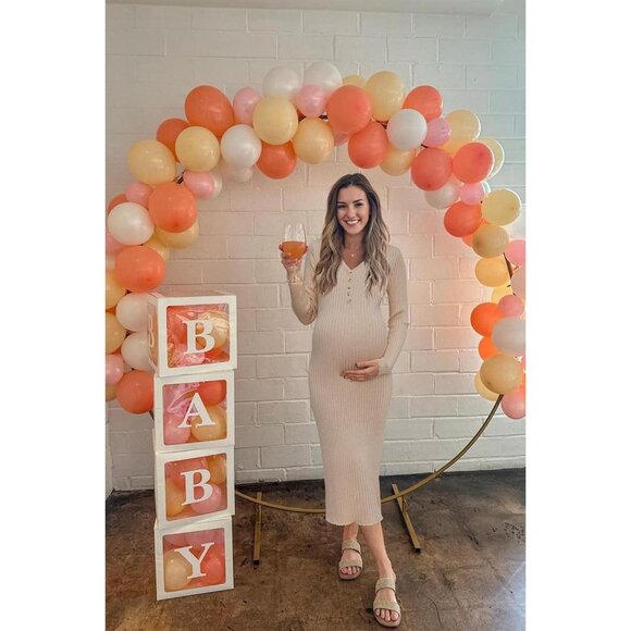 Women's Wool Blend Maternity Sweater Dress V Neck Long Sleeve Slim Fit - Picture 4 of 6